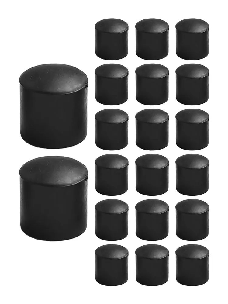 20pcs Table And Chair Foot Cover 10-28mm Round Plastic Coat PVC Soft Rubber Coat Black Chair Protection Anti Slip Foot Cover