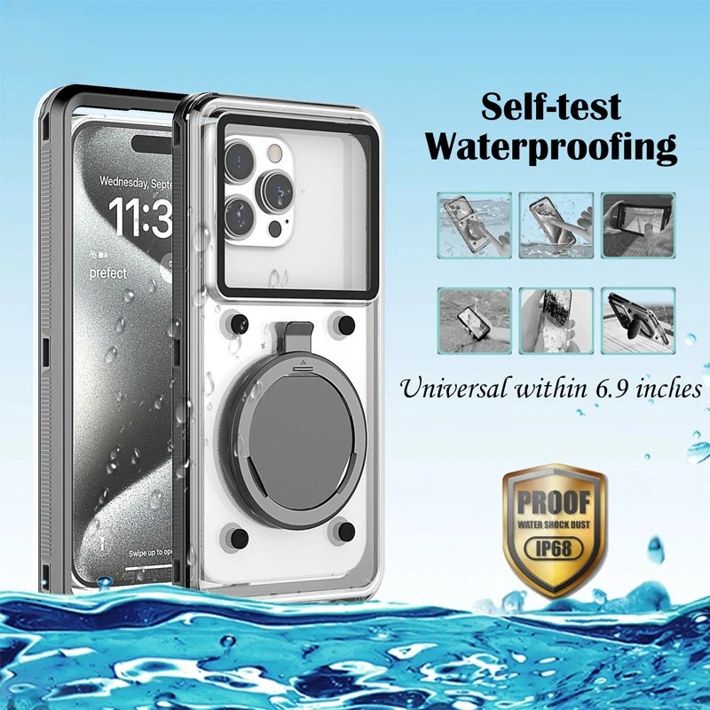 

IP68 Waterproof Phone Case for iPhone, Universal Cover for Samsung, Huawei, Xiaomi, Google, 16, 12, 13, 14, 15 16Pro Max, 15Plus