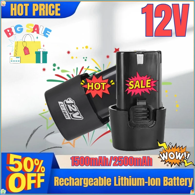 

Universal 12V 2500mAh/1500mAh Battery Rechargeable Lithium-Ion for Electric Drill Electric Screwdriver Mini Angle Grinder Tool