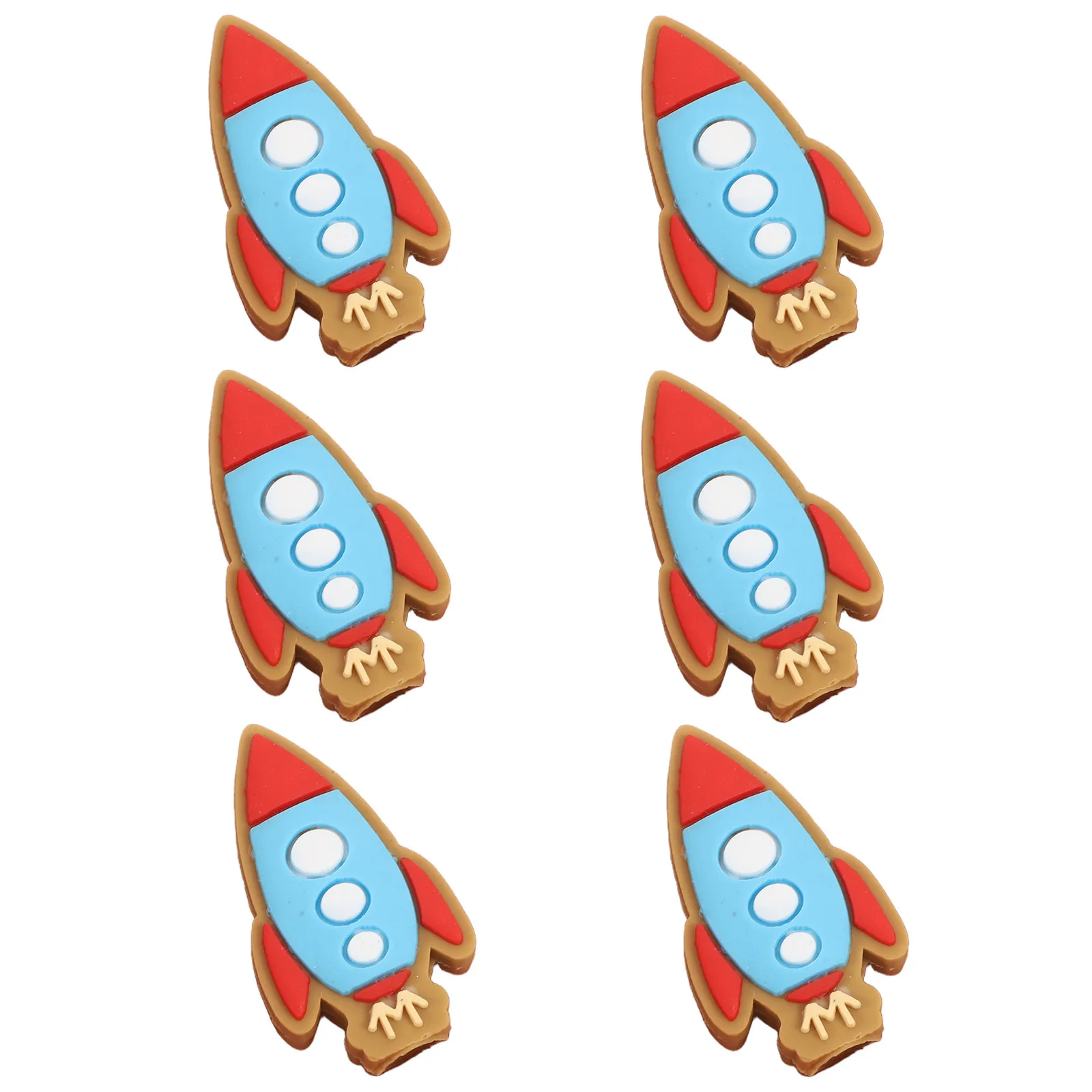 6Pcs Rocket Pencil Extender PVC Pencil Cap Protector Soft Comfortable Design Cartoon Decorative Tip Cover for Creative Writing