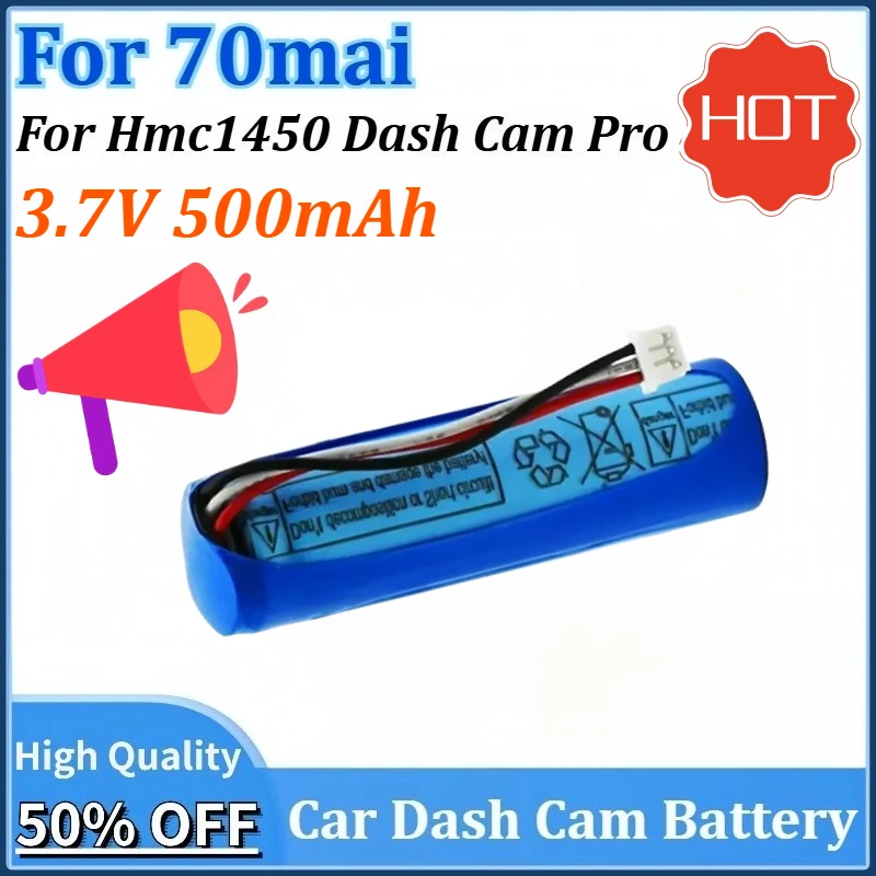

Replacement Lithium Battery 3.7V 500mAh for 70mai Battery Hmc1450 Dash Cam Pro Car Video Recorder Rechargeable DVR Accessories