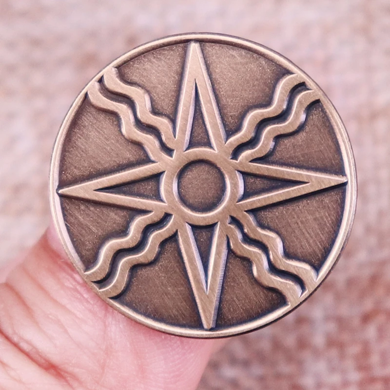 The Seal of Shamash Enamel Pin God of Justice Eight-pointed Star Badge Brooch Backpack Decoration Jewelry