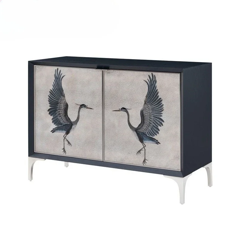 Decorative new Chinese display cabinet, solid wood paint process