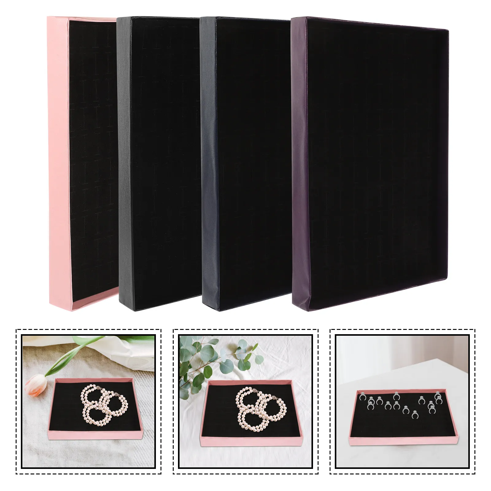 

4Pcs Jewelry Display Tray Sponge Pad Ring Organizer Jewelry Storage Holder Rings Insert for Home Shop Show Pin Display