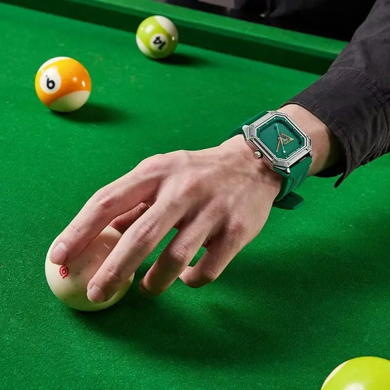 Heiße Marke Mark Fairwhale Herren-Quarzuhr, einzigartiges Design, Billard-Stil, leuchtendes Zifferblatt, modisch, quadratisch, wasserdichte Armbanduhr, neu