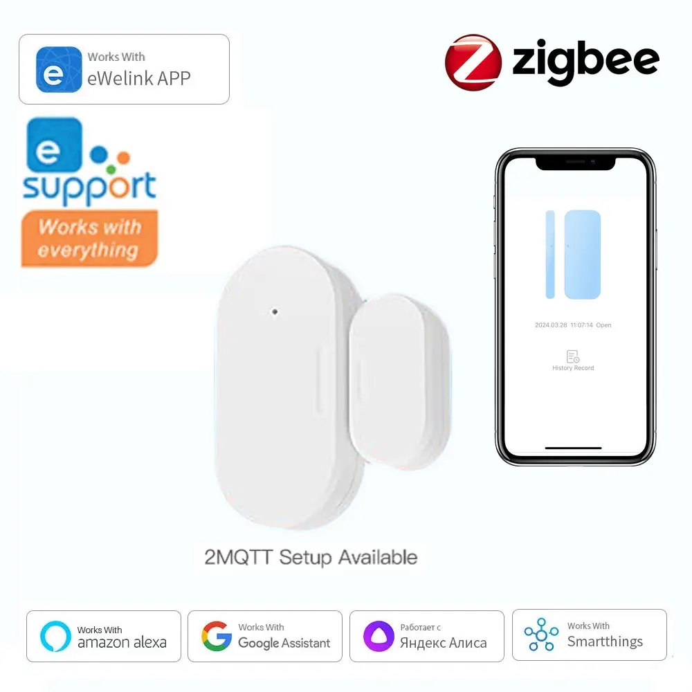 Ewelink ZigBee 문짝 창문 센서 침입 센서, 보안 도난 문짝 센서 경보, 스마트 라이프, 마그네틱 문짝 센서, 알렉사 구글 