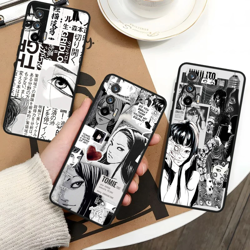 Tomie Kawakami Anime For OPPO Realme GT3 2 C55 C33 C35 C30S C31 X3 X2 Q5i Q3S C21Y Pro Black Silicone Phone Case