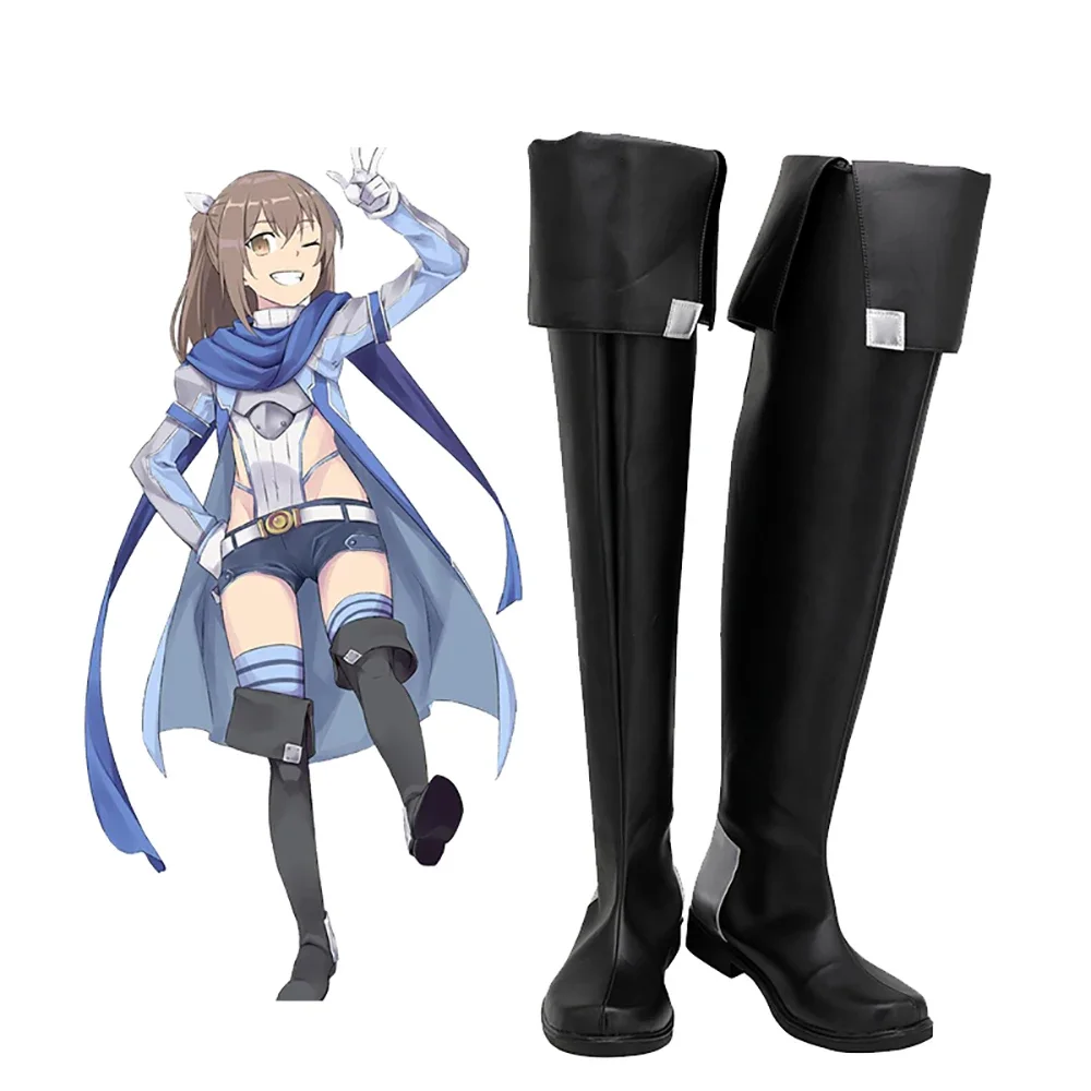 Risa Shiramine Cosplay Boots BOFURI: I Don't Want to Get Hurt, so I'll Max Out My Defense Sally Black Shoes Custom Made Any Size