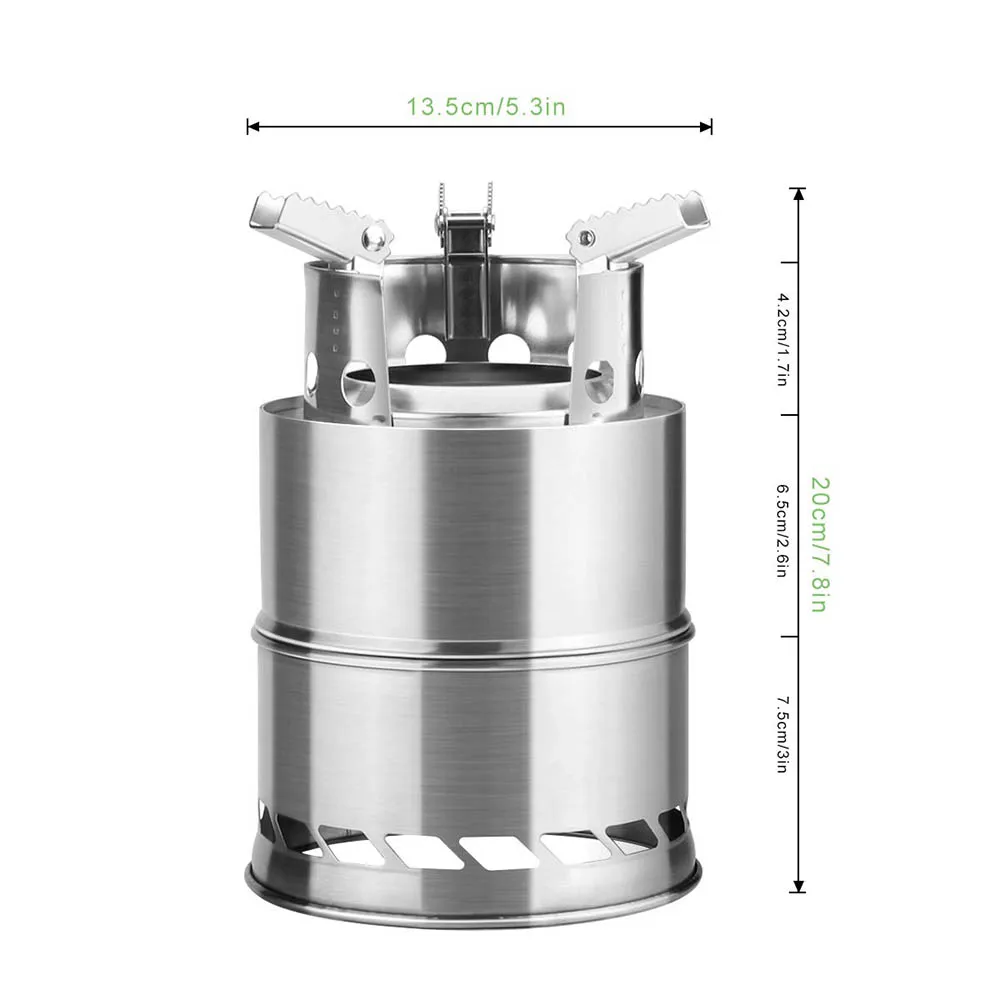 

Outdoor Mini Camping Stove Wood Burning Mini Lightweight Stainless Steel Stove Picnic BBQ Cooker Travel Adventure Tools