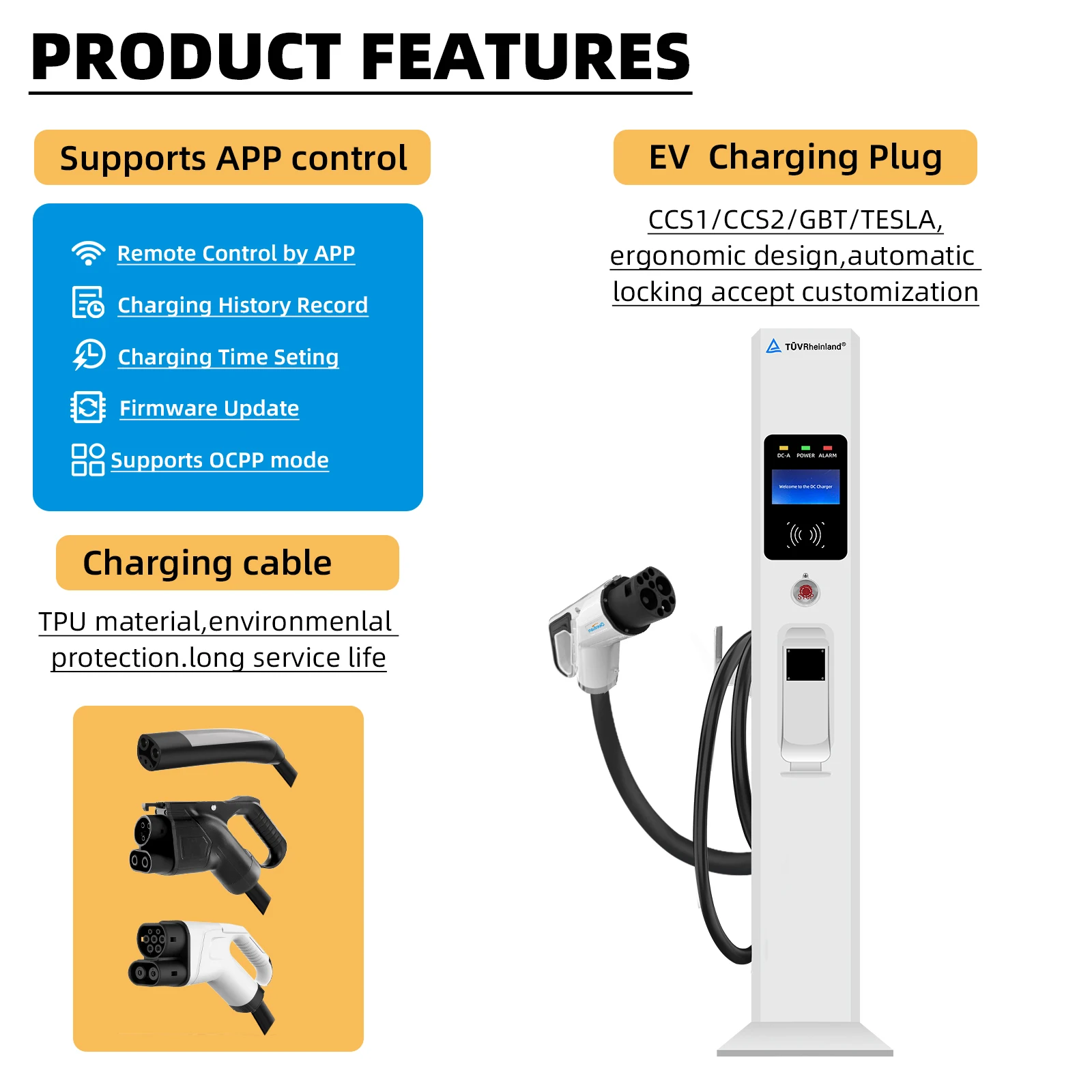 New 360-720KW CCS2 GBT CCS1 Split Type DC EV Charging Station Commercial OCPP1.6J IP54 4G WiFi Credit Card Terminal Business