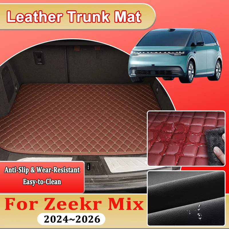 Leather Rear Trunk Pad For Zeekr Mix CM2E 2026 Accessories 2024 2025 Stain Resistant Mat Cargo Storage Protector Liner Carpet