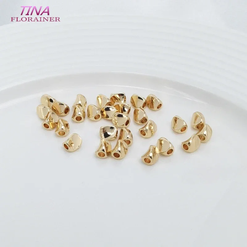 20PCS 4.5MM 5.5MM 14K Gold Color Plated Brass Smooth Twisted Beads Spacer Beads Jewelry Findings Accessories