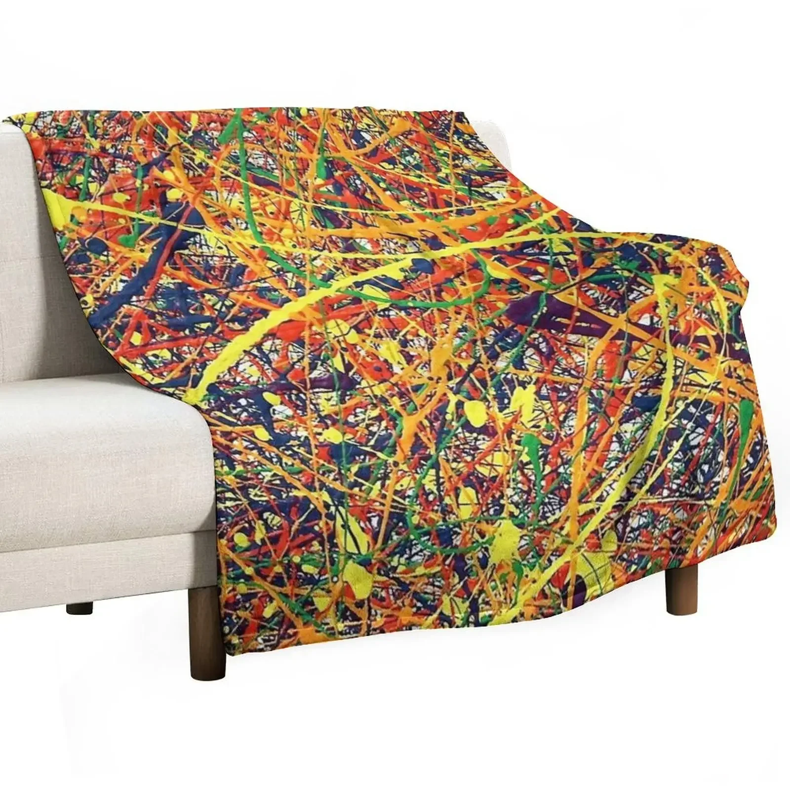 Abstract Jackson Pollock Painting Original Art Throw Blanket Winter beds Thermal Travel Blankets