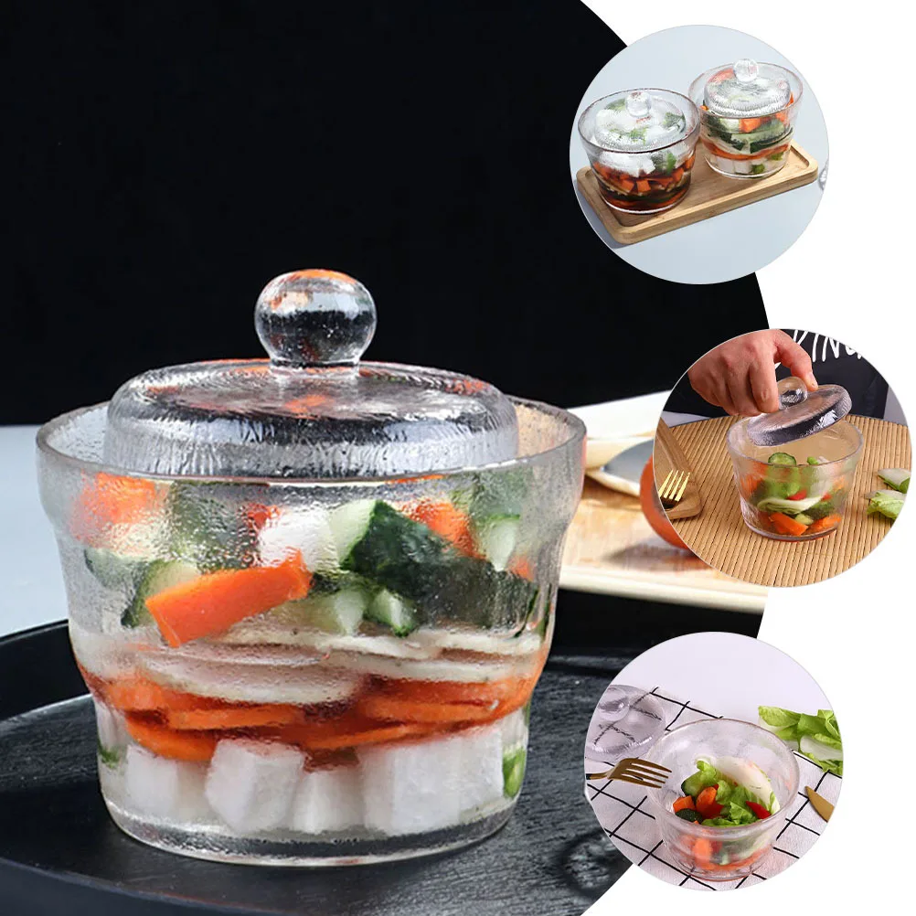 

1Set Transparent Glass Pickle Vegetable Jar Sealed Airtight Kimchi Fermenting Jar Heavy Duty Food Storage Container