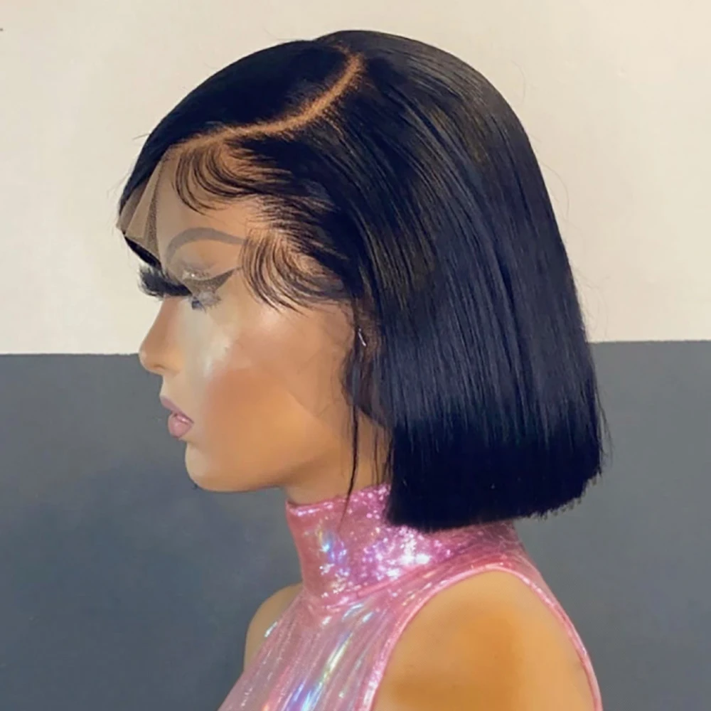 

Прямые бразильские HD прозрачные полные кружевные фронтальные парики Remy 250% Плотность 13x6 Короткий боб Бесклеевой парик из 100% человеческих волос для женщин