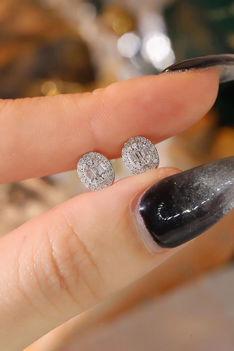 LUOWEND 100% 18K White Gold Ea - Diamond Stud Earrings recension och pris