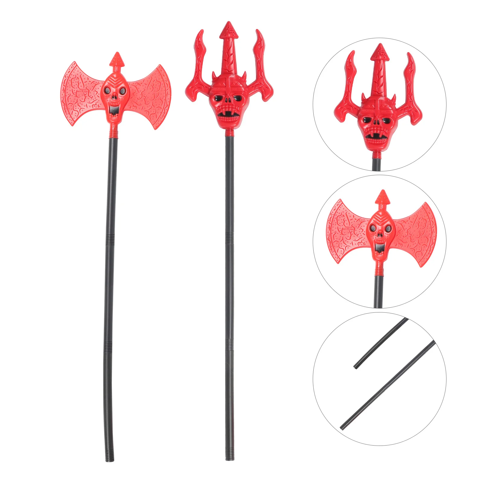 

1 комплект, двухсторонний топор дьявола, реквизит для Хэллоуина, реалистичные детали, пластиковый аксессуар для костюма для косплея, реквизит на Хэллоуин, костюм дьявола