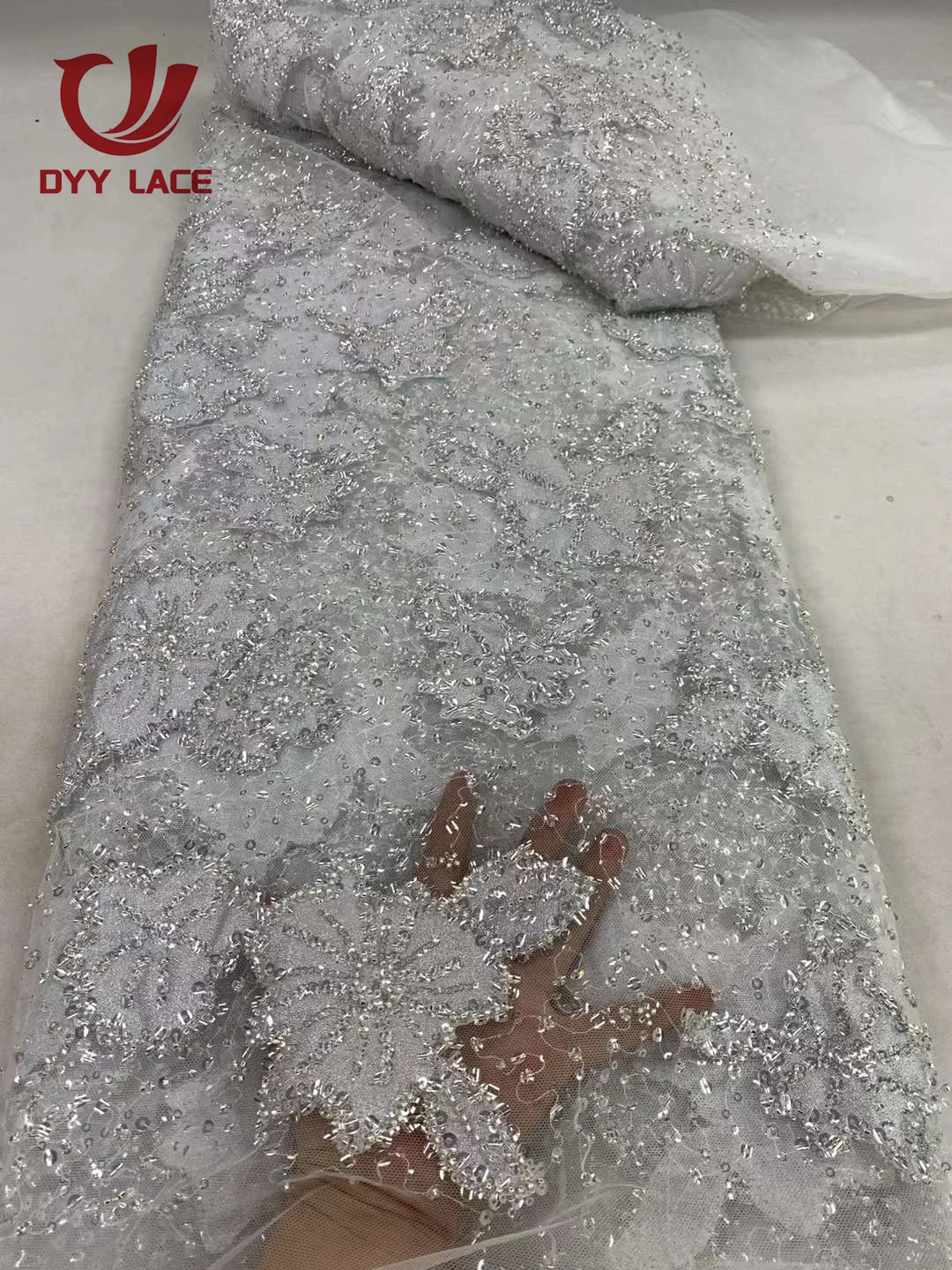 Hot Sale African Sequins Lace Fabric High Quality Tulle Lace French Nigerian Groom Net Lace Fabric For Sewing Wedding Dress