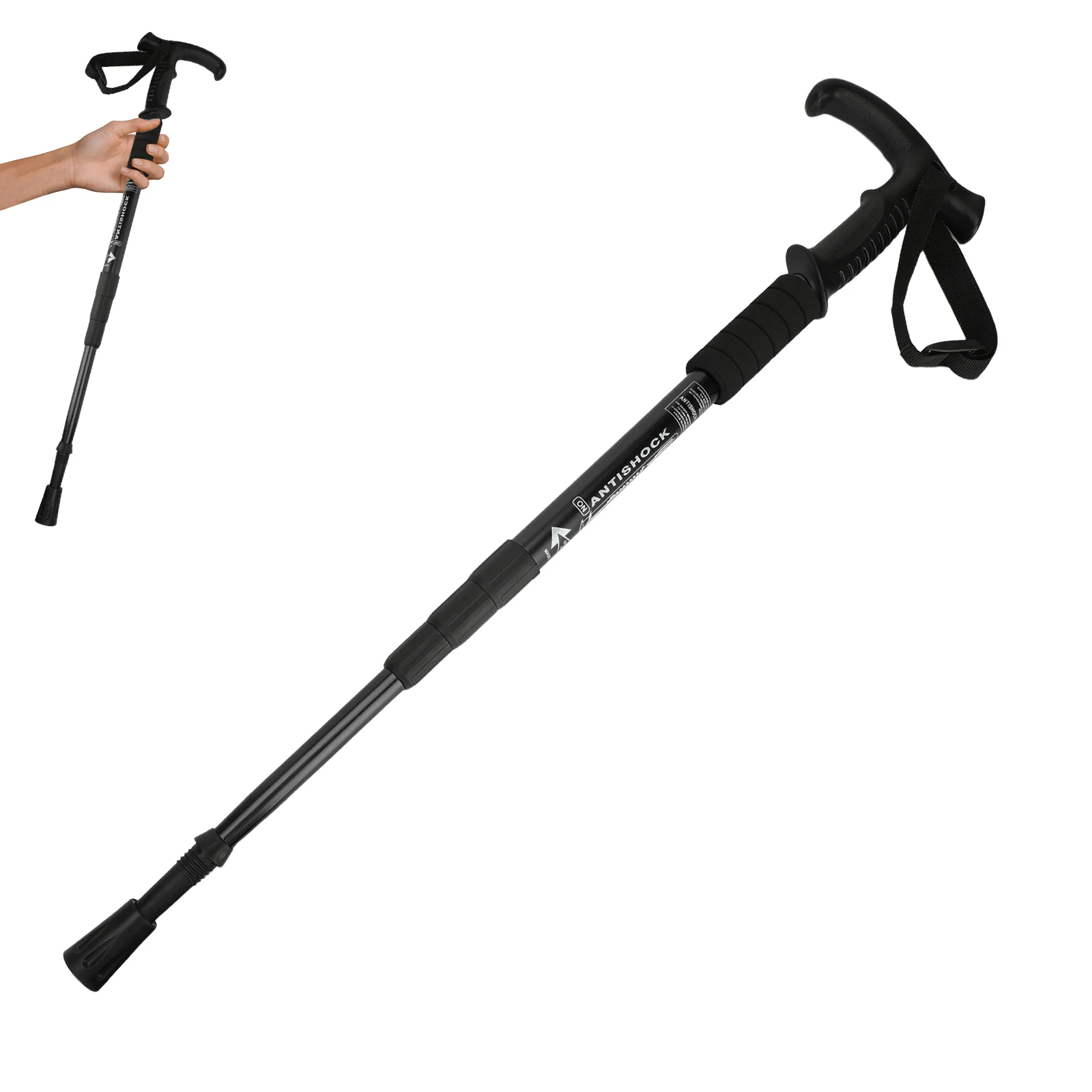 4 أقسام تلسكوبي Alpenstock المحمولة خفيفة آل سبيكة الرحلات القطب التخييم التنزه تسلق التزلج المضادة للانزلاق العكاز 1.1 متر