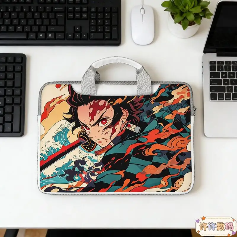

Сумка для компьютера в стиле аниме Demon Slayer, модный кошелек с мультяшным дизайном, сумка для хранения периферийных устройств, портативная сумка для студентов, новый стиль, трендовый креативный подарок