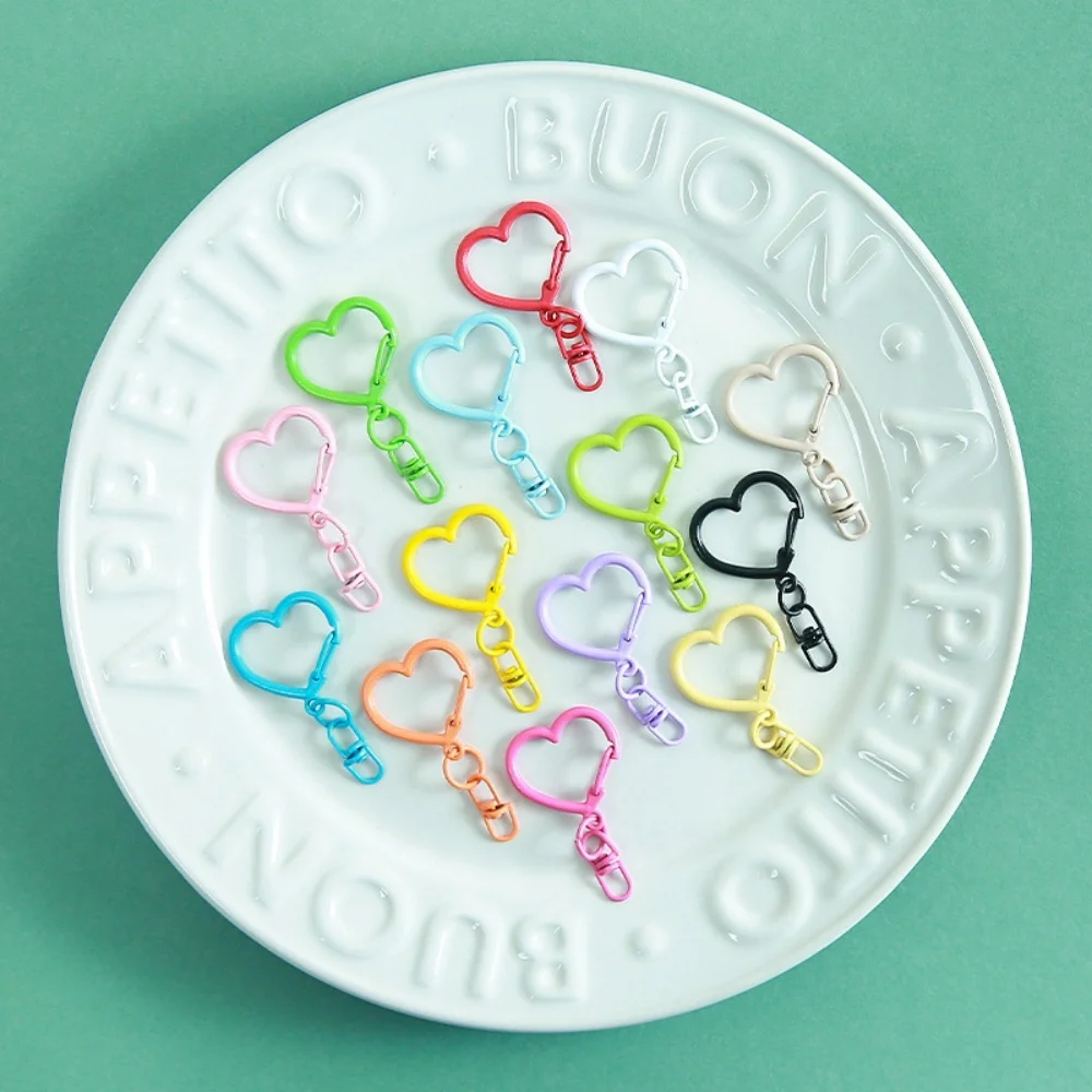 2-10pcs Colored Heart Keychain Hook Jewelry Buckle Metal Doll Key Chains Snap Clasp Decorative Bag Pendant Diy Accessories image 6