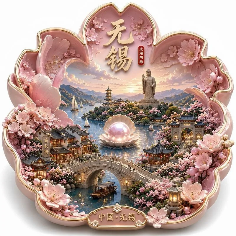 Wuxi Nanchang Street New Metal Relief Refrigerator Magnet Tourism Souvenir Cultural Creative Gift Travel Collectible Decoration