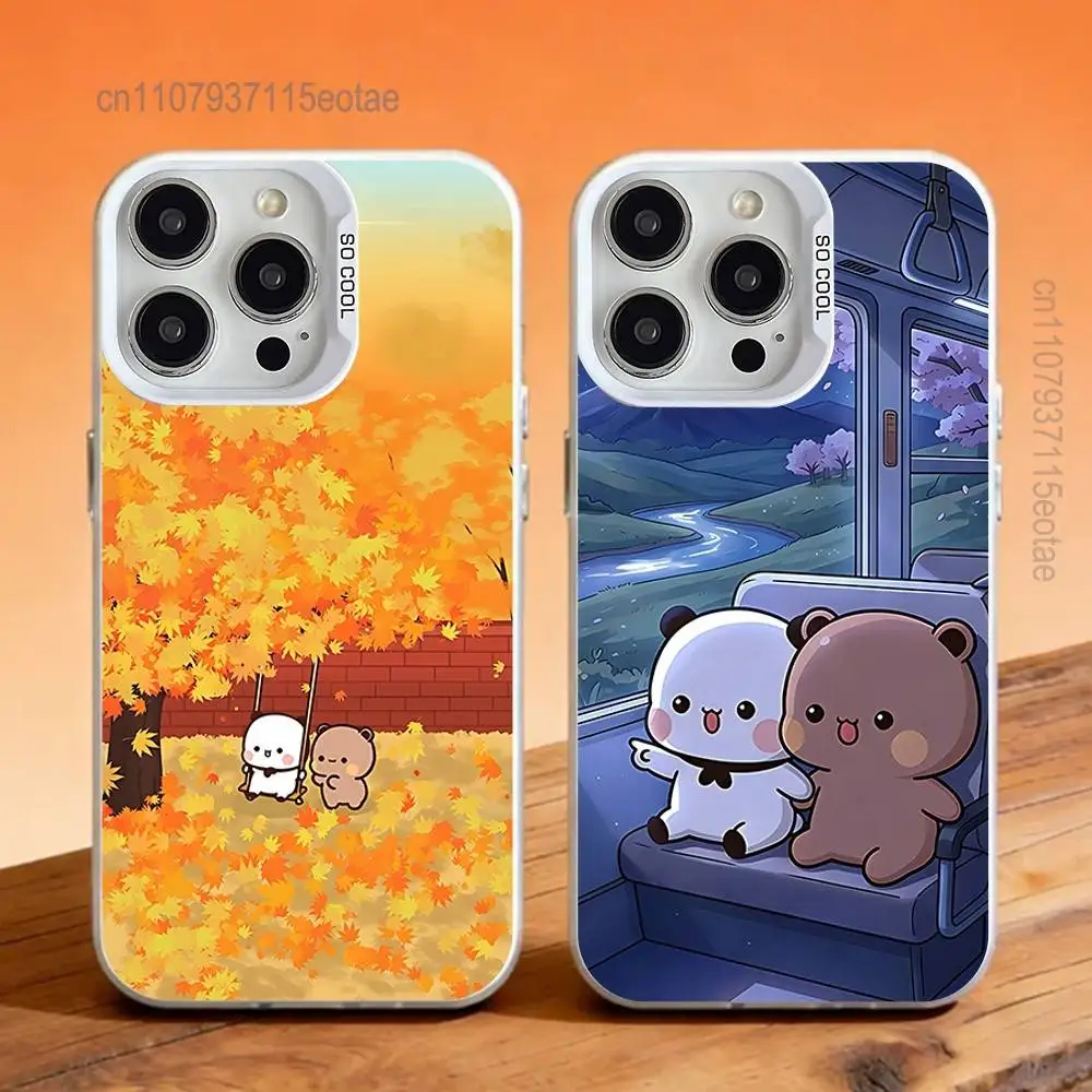 

Cute BuBu And D-DuDu Phone Case For iPhone 17,16,15,14,13,12,11,Pro,Max,Plus,SE,Air,Mini Anti Fall White Bumper