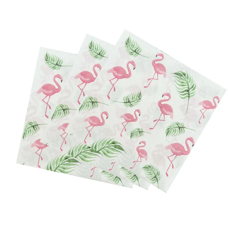 10/20pcs 33cm 2Layer Hawaiian Pink Flamingo Pattern Party Printed Towels Pool Outdoor Party Colorful Towels DIY Decoupage Paper