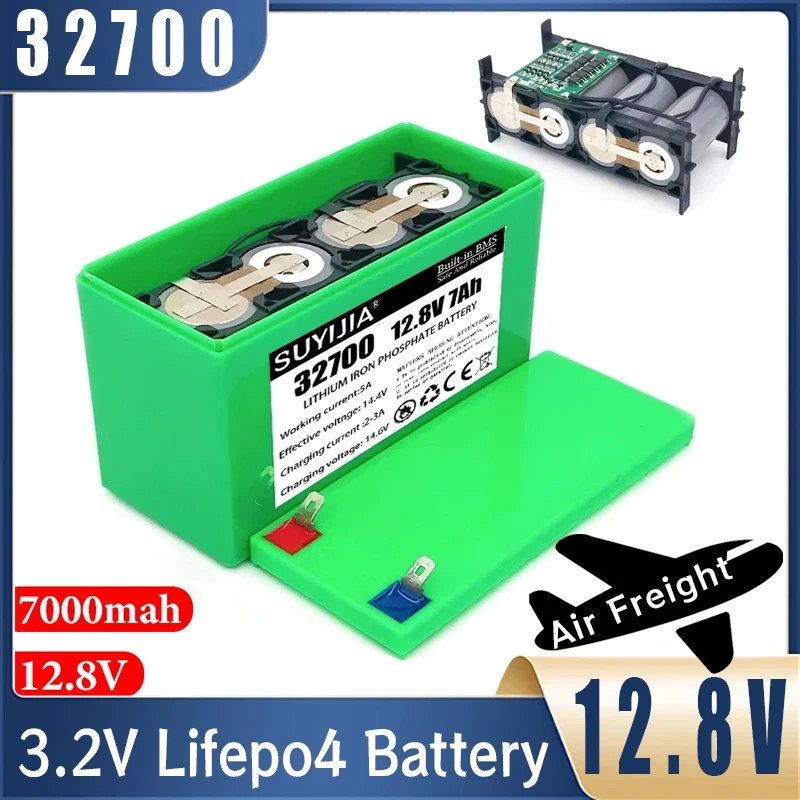 12.8V Battery Pack 7Ah 4S1P 3.2V 32700 Lifepo4 Battery W/ 4S 40A BMS Balanced 12V Power Supply for Electric Boat Uninterruptible