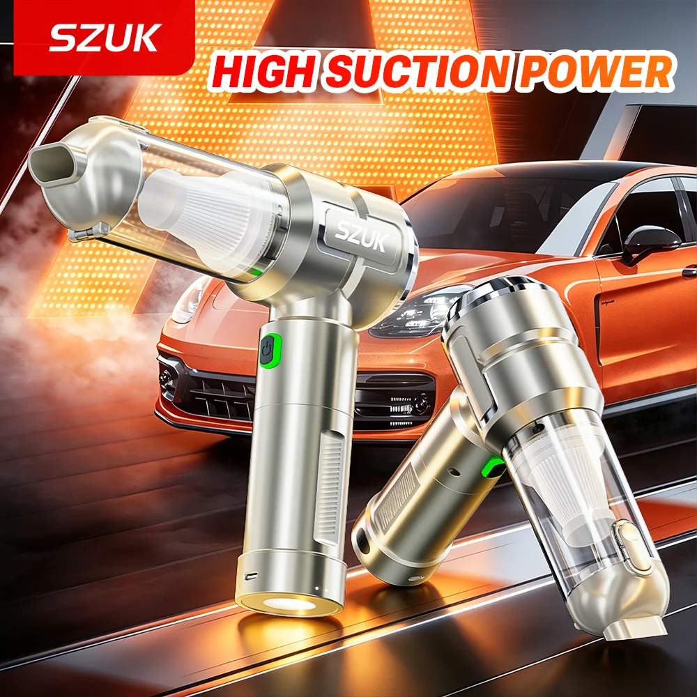 SZUK Car Vacuum Cleaner Mini Blower Multi Powerful Handheld  Cleaning Machine with LED Light Wireless Portable Vacuum Cleaner