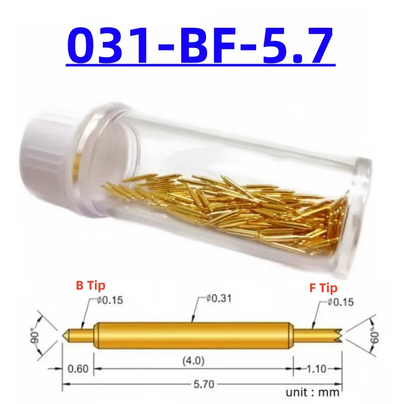 100pcs Double-ended Test Needle Test Probe BGA Semiconductor Probe 031-BF-5.7L Telescopic Spring Test Pin 5.7 Pogo Pin