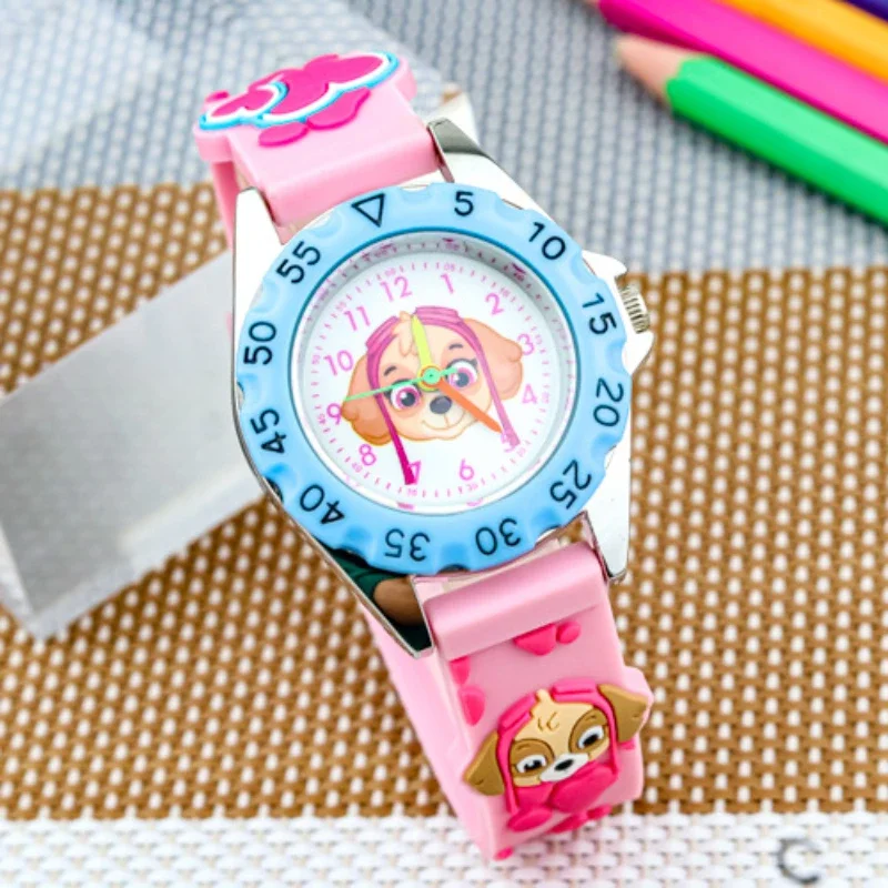 PAW Patrols Quartz Watch for Kids Girls Boys Leather Wristwatch Anime Figure Chase Marshall Skye Cosplay Casual Luminous Watches