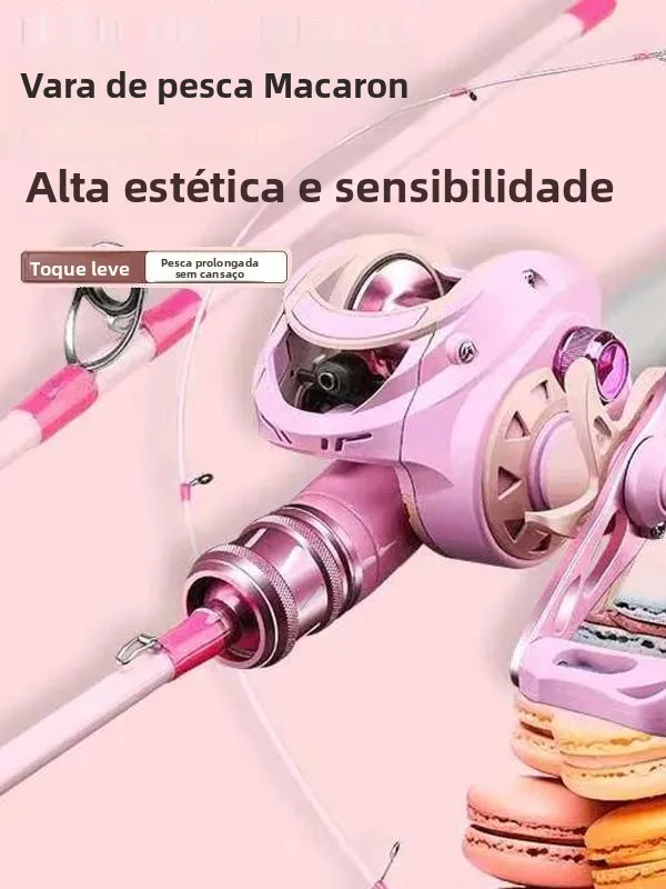 ピンクマカロン-カーボンulチューンド-ソリッド子供用釣り竿セット-コンプリートキャスティングロッドセット-軽量ポータブル-全ての釣り環境に対応