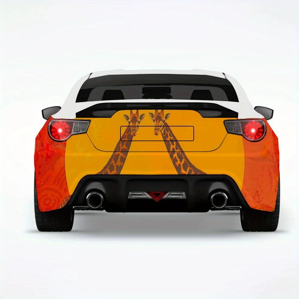 

African Sunset Giraffes Car StickerVinyl Decal for Car Rear, Waterproof Self-Adhesive Vinyl Stickers for Vehicle Tail & Bumper,