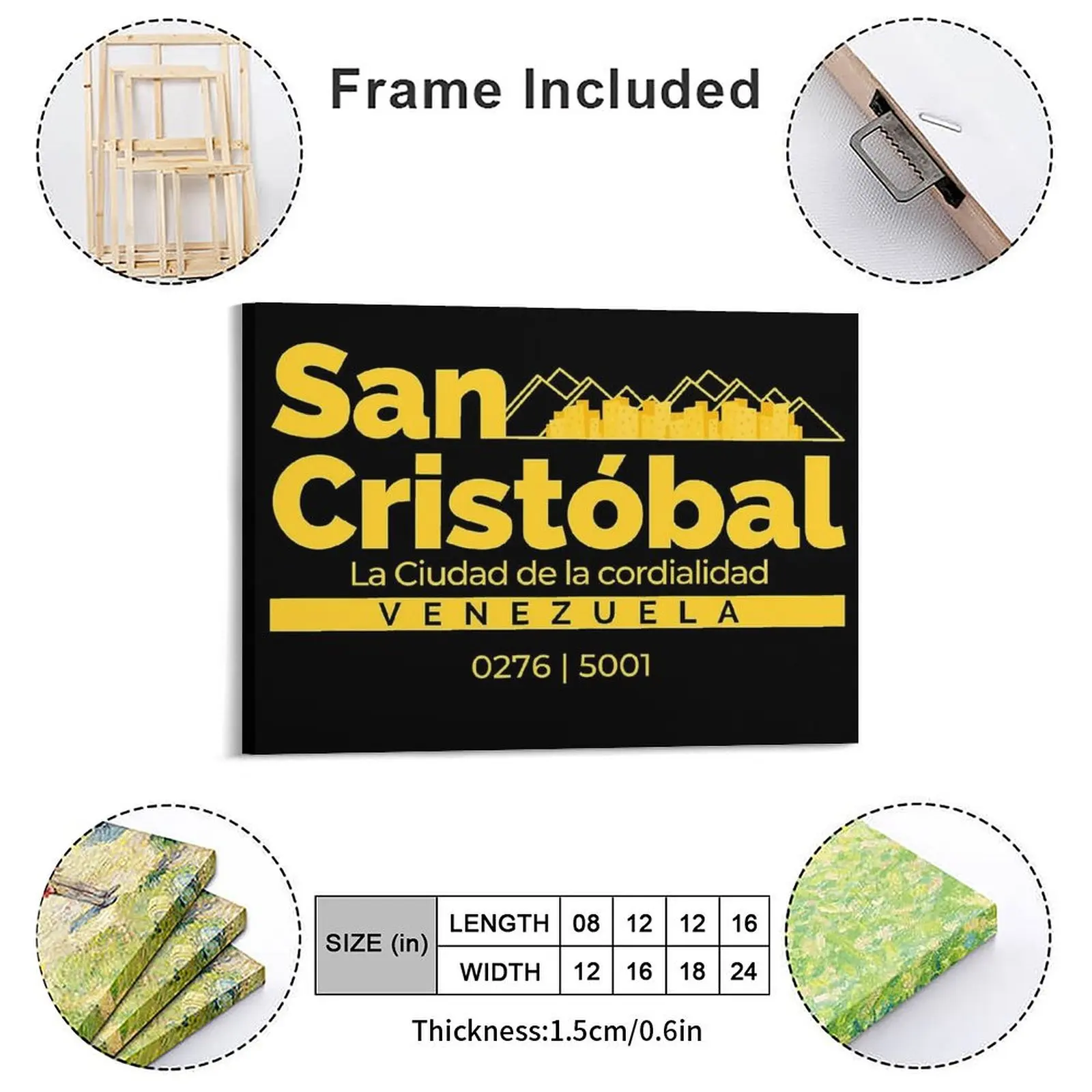 San Cristobal Venezuela Ciudad De La Cordialidad Tachira Canvas Painting Wall Decor Retro Kitchen Garage Framed Wall Painting