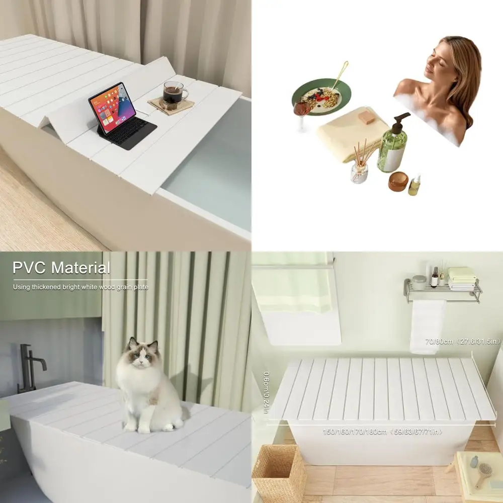 

Collapsible PVC Bathtub Tray with Dust-Proof Cover - Ideal for Wine, Books, and Tablets
