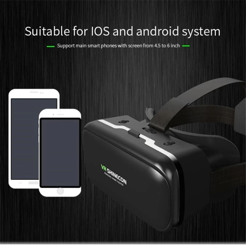 Shinecon VR Glasses 3D Virtual Reality Headset Devices Viar Helmet Goggle Lenses Smart For Phone Cell Smartphone With Controller