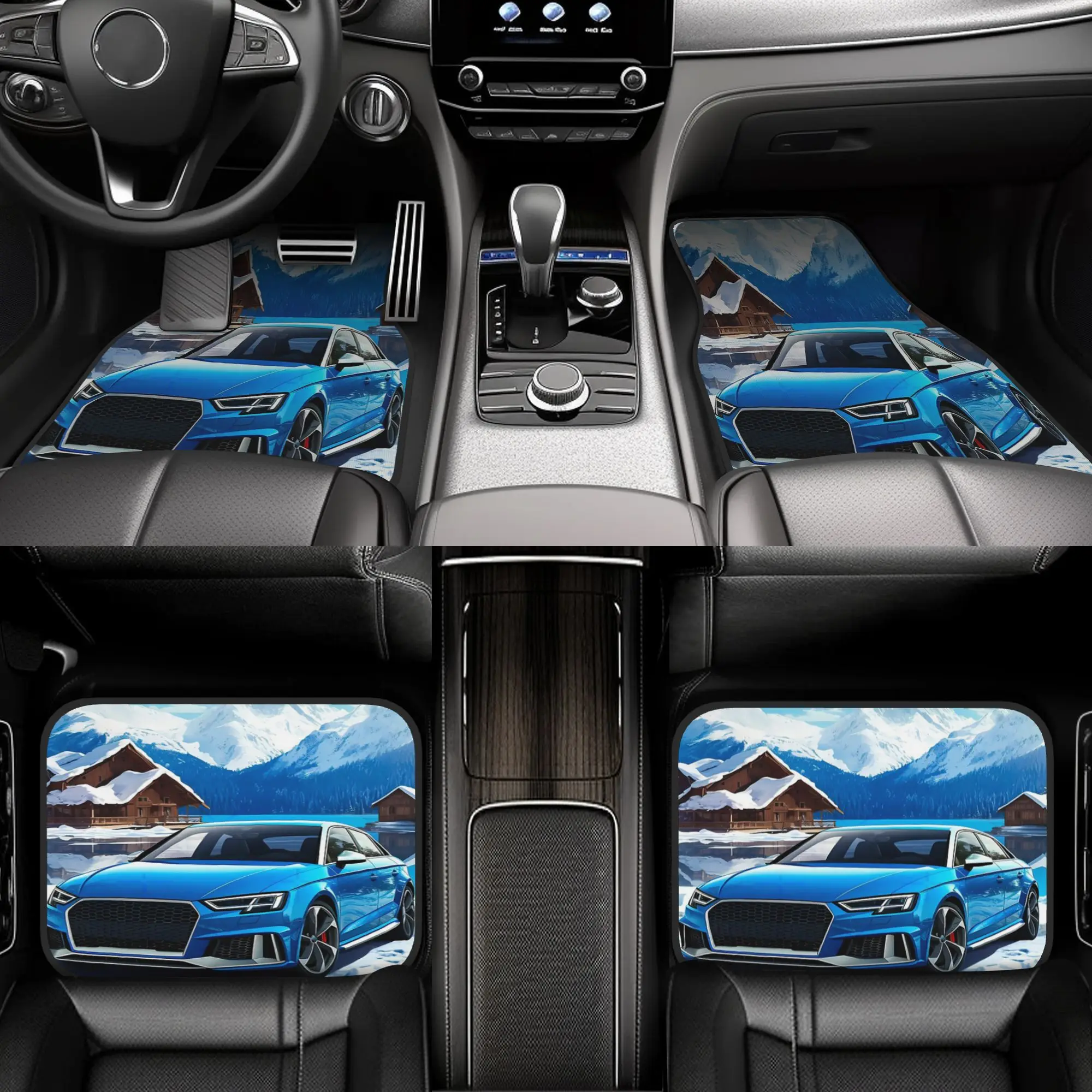 4pcs Alpine Beast Performance Sedan In Snow Pillow Floor Mats, Durable, Fit For Cars, Ideal Gift, Vehicle Interior Mats, Playfu