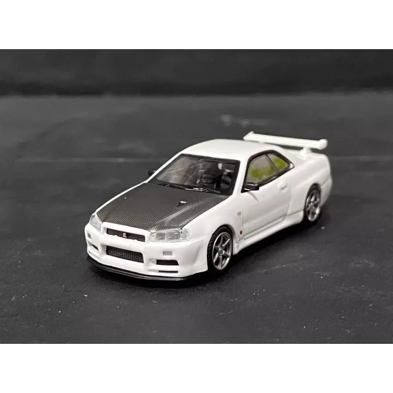 Modèle de voiture en alliage moulé sous pression MINIGT, échelle 1:64, Nissan Skyline GTR R34, jouet de collection, cadeau, affichage Souvenir, ornement