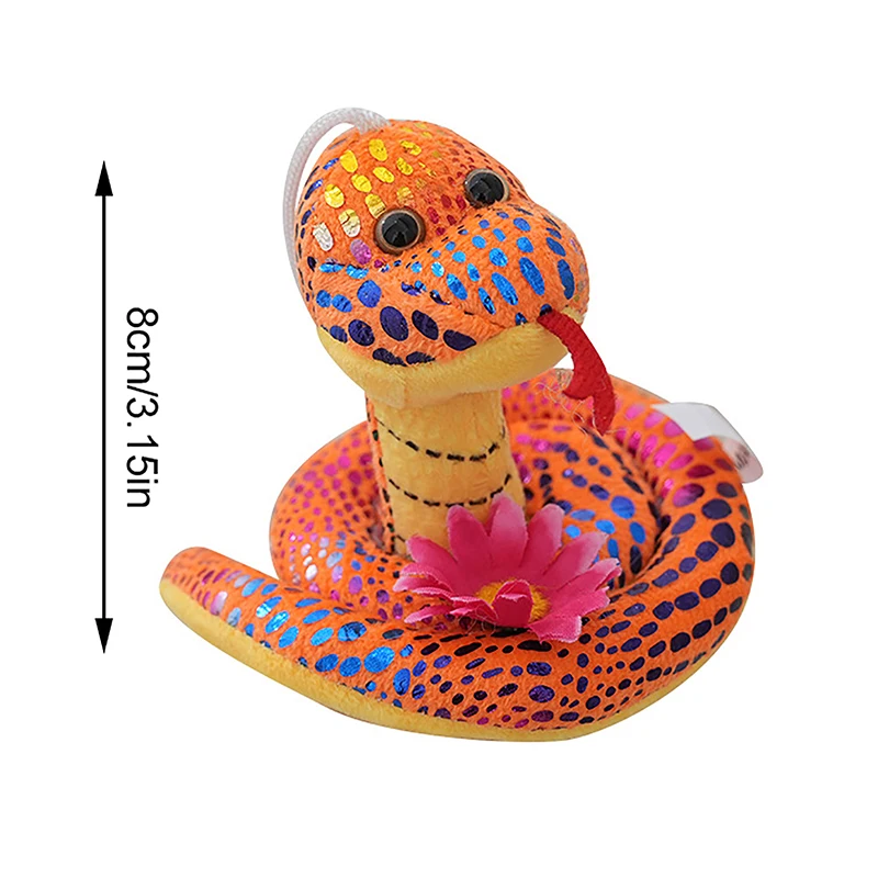 Colorido pequeno safado cobra brinquedo de pelúcia, Cartoon chaveiro, boneca mascote do zodíaco, decoração do quarto, presente bonito