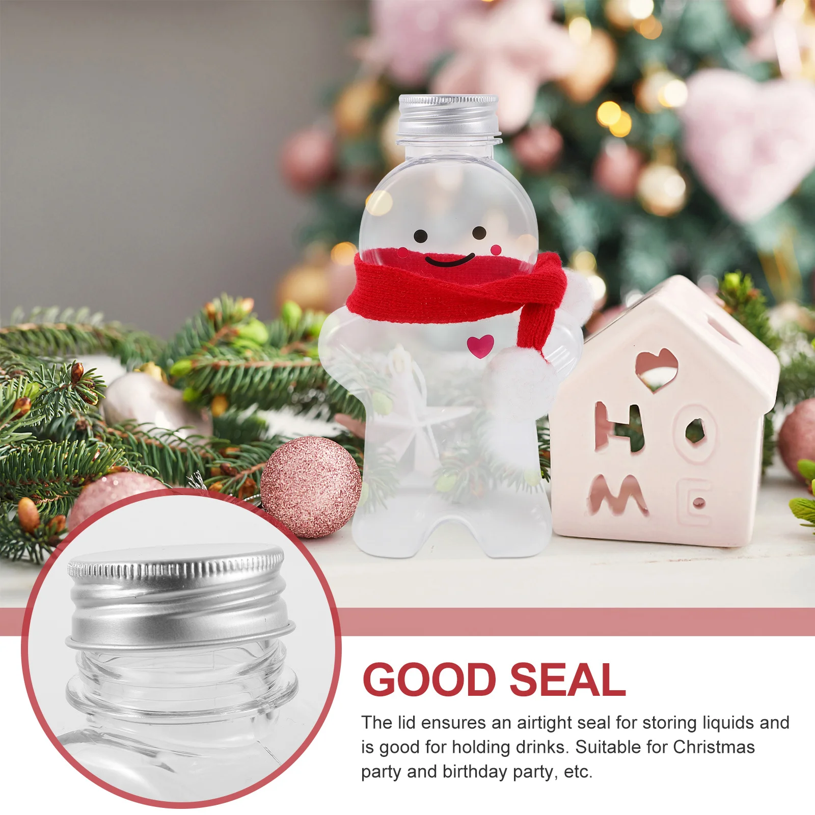 

10 set Christmas Beverage Bottles Gift Packaging Set Xmas Gingerbread Man Juice Containers With Scarves Portable Candy Jars For