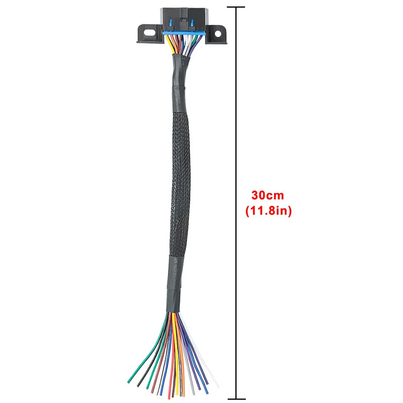 OBD2  Connector to Color Bare Wire 16 Pin Female OBDII Opening Cable 30cm Universal  DIY Extension Cable Car Diagnostic Interfac