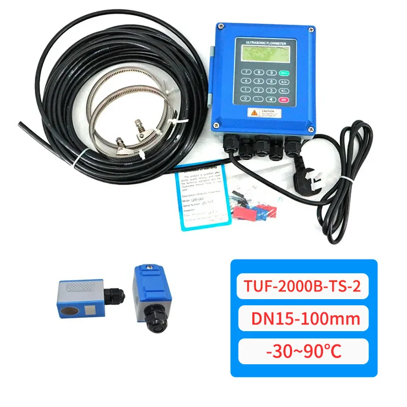 TUF-2000B Wandgemonteerde ultrasone flowmeter TUF-2000M Modulaire ultrasone waterstroommeter DN15-700 Digitale vloeistofstroomtransdcer