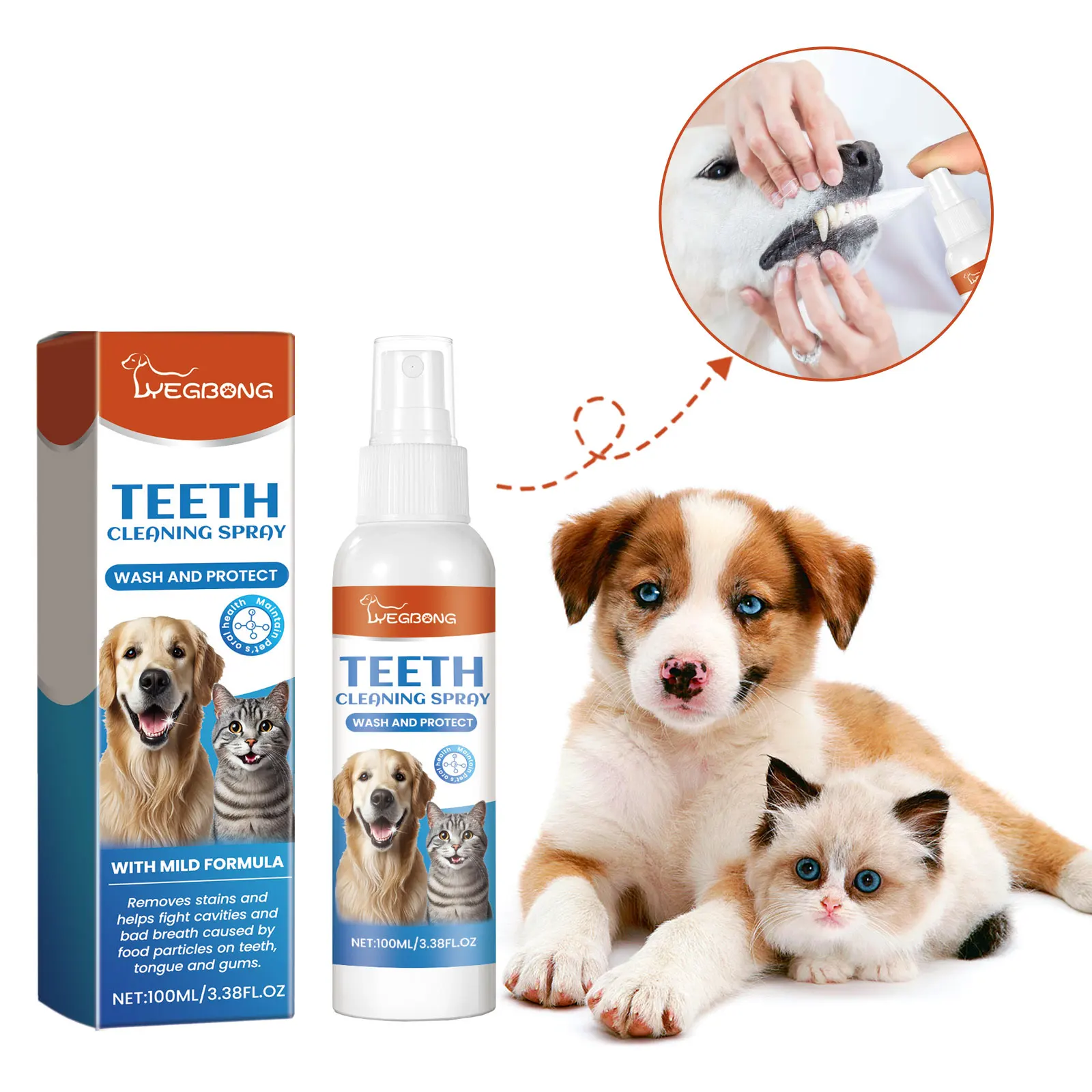 

Dog Teeth Cleaning Spray Dental Breath Freshener Oral Teeth Cleaning Deodorant Remove Tartar Calculus Pet Mouth Freshener Spray