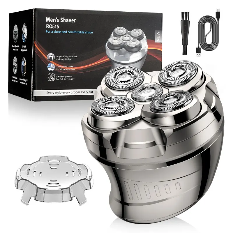 

RESUXI RQ515 Мужская машинка для стрижки лысых волос высокой мощности 5D с магнитным всасывающим лезвием, электробритва для всего тела, машина для мытья лысины