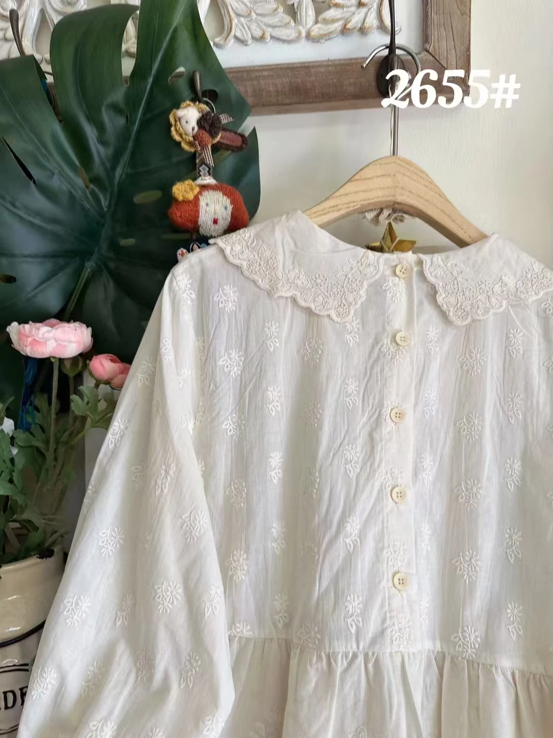 Spring New Japanese Sweet Mori Girl Embroidery Hollow Out Cotton Linen Shirts Women Cute Peter Pan Collar Casual Loose Tops