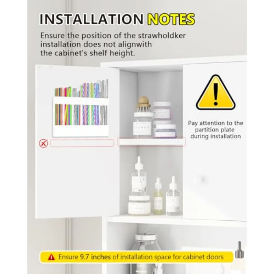 حامل القش لباب الخزانة 2025 رف منظم لاصق مع فواصل قابلة للإزالة لخزانة طاولة المطبخ قابلة لإعادة الاستخدام Stora