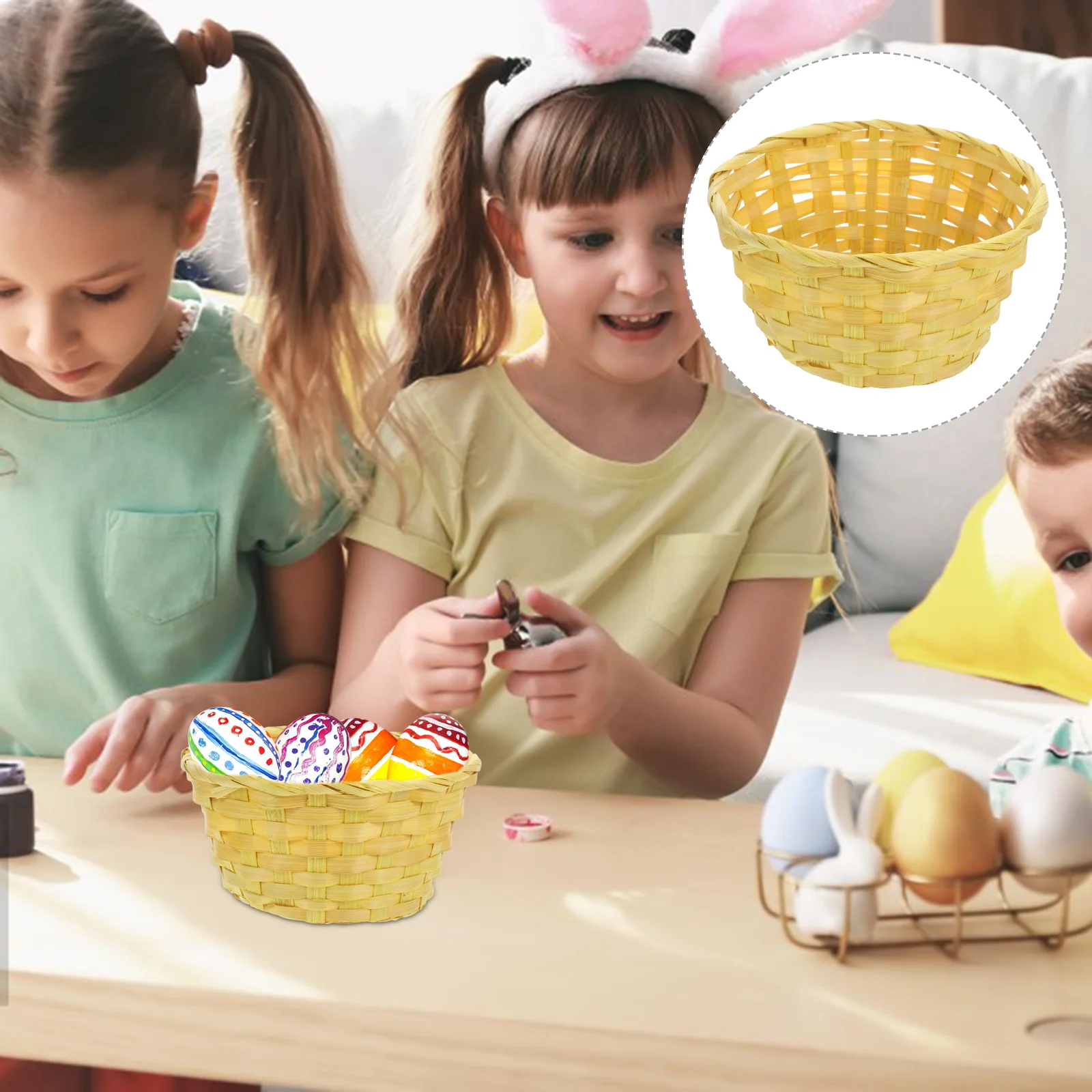 

Fruit Basket Bamboo Woven Egg Decorative Children's Day Round Family Fun