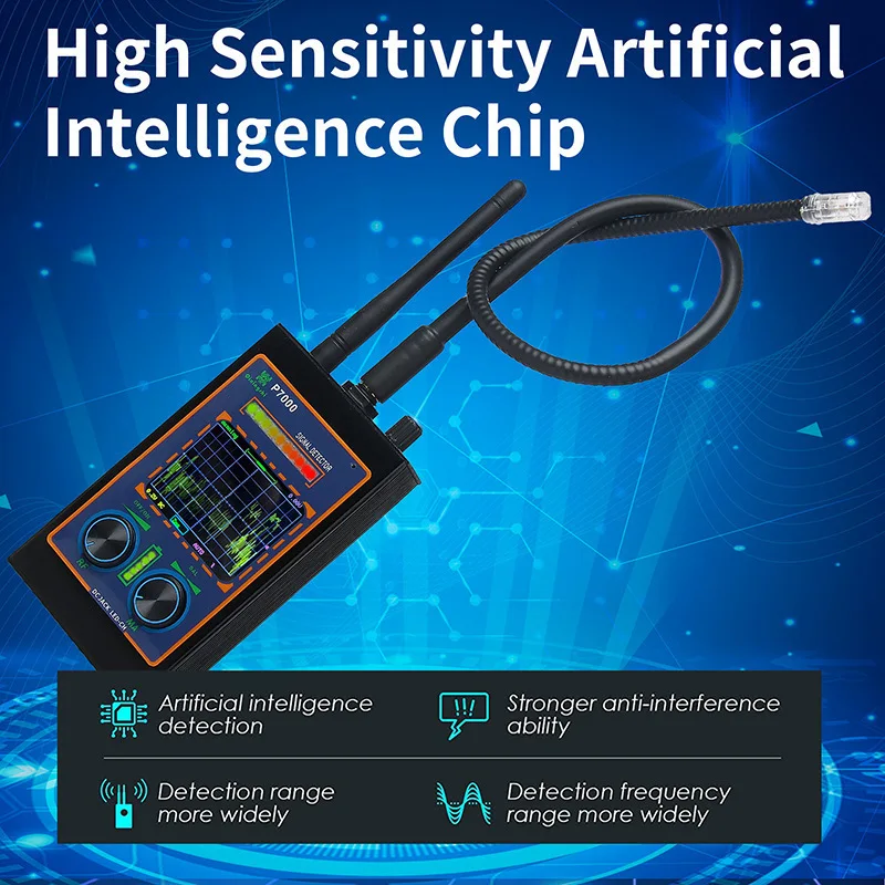 Smart P7000 Anti Spy Detector GPS Tracker Finder Hidden Camera Detector with AI Technology and Magnetic Probe Detection