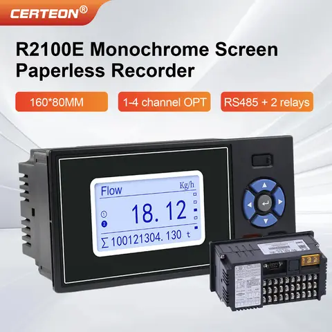 R2100E Paperless Recorder 4‑20mA Data Logger Industrial Multi Channel RS485 USB Transfer Temperature Pressure Voltage